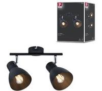 Paulmann Plafonnier Davy 66760 – 2 spots E27 métal, 2 x 20 W, sans ampoule, noir