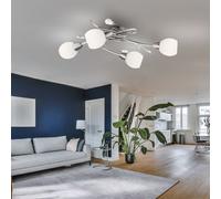 Lampe De Plafond De Salon Spot Lumière Décorative En Verre Opale 4 Flammes E14