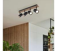 Spotlight Lampe De Plafond Noire 4X GU10 Bois MDF Projecteurs Orientables