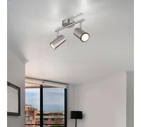 Plafonnier 2 flammes lampe de salon spot argent plafonnier mobile, 2x douille GU10, LxlxH 25x10x13,5 cm