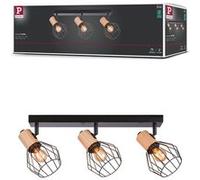 Paulmann Plafonnier Lanke 66768 – 3 flammes métal E14 max. 3x20W noir/bois réglable