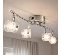 Spotlight Plafonnier À 4 Flammes Flexible En Verre Argenté LED
