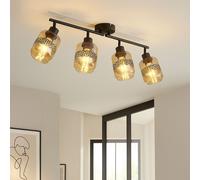 Spotlight Plafonnier Lampe De Salon En Verre Amber Noir 4-Flamme L 70,5 Cm