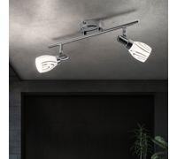 Plafonnier, 2 flammes, spot de plafond, pivotant, luminaire de salon, plafonnier, 2 spots, métal chromé, 2x G9, LxlxH 36,5x8,5x16 cm, Globo 56707-2