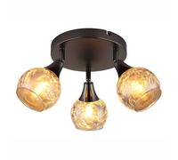 Spotrondell Lampe de Plafond Verre Dépoli Noir-Chrome Orientable D 32 cm