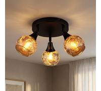 Spotrondell Lampe de Plafond Verre Dépoli Noir-Chrome Orientable D 32 cm