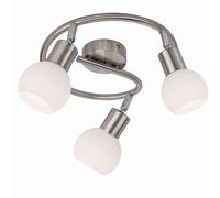 Spotrondelle LED Projecteur orientable Plafonnier à 3 flammes Lampe spot verre opale, métal, 3x E14 5W 430Lm blanc chaud, DxH 25x21 cm