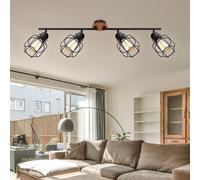 Spots 2 bras droits, abat-jour maille mobile, bois marron noir