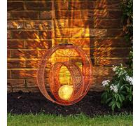 Lampe solaire boule orientale lampe solaire décorative de jardin en métal pour l'extérieur, verre craquelé, aspect rouille, 1x LED 0,06W blanc chaud, LxPxH 30x20x42 cm