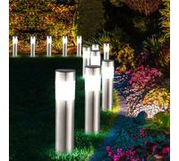 Ensemble de 12 LED solaire Plug lumières Garden Path éclairage extérieur IP44 Ground Spike Lampes en acier inoxydable