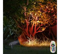 Lampe enfichable d'extérieur orientable lumière extérieure piquet jardin lampe enfichable terrasse extérieure, télécommande dimmable, noir, 1x LED RGB 3,5W 290Lm blanc chaud, DxH 9,5x33,5 cm