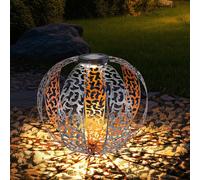Boule solaire pour extérieur boule dorée Lampe solaire de jardin Lampe solaire orientale, avec effet lumineux et piquet au sol, 1x LED blanc chaud, DxH 30x41 cm