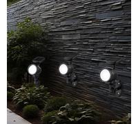 Lampe d'extérieur lampe solaire lampe solaire enfichable jardin, spot mobile avec batterie sur piquet IP44, noir, 1x LED blanc chaud, LxH 8,5x17cm, lot de 3