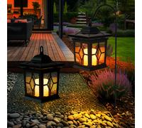 Spots à Encastrer Lampe Solaire Extérieure LED Bougie Lanterne Acier Noir 2er De