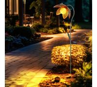 Lampe de prise solaire extérieure à LED fleur craquelée lampe à boule de verre projecteur de jardin or-vert piquet de terre