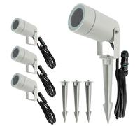 Spots extérieurs design avec piquet X4 - Pour Ampoule LED GU10 - Étanche IP65 - Orientables - Fixations discrètes - Gris