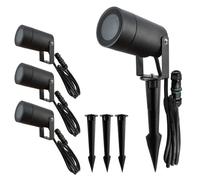 Spots extérieurs design avec piquet X4 - Pour Ampoule LED GU10 - Étanche IP65 - Orientables - Fixations discrètes - Noir