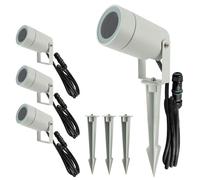 Spots extérieurs design avec piquet X4 - Pour Ampoule LED GU10 - Étanche IP65 - Orientables - Fixations discrètes - Gris