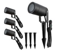 Spots extérieurs design avec piquet X4 - Pour Ampoule LED GU10 - Étanche IP65 - Orientables - Fixations discrètes - Noir