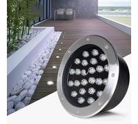 Spots Extérieurs Enterrés - Éclairage De Paysage À LED, Éclairage De Chemin D'éclairage Intégré En Verre Trempé Étanche IP67, Spot De Sol Rond En Acier Inoxydable AC 220 V, Facile À Installer(Warm Whi