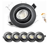 Spots LED Encastrable Noirs 7W 600LM, IP44 Spots de Plafond pour Salle de Bain, Encastrables à 3 niveaux de Dimmabilité, Lot de 6