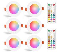 Spots LED Encastré 6W (équivalent 60W) Découpe 68-85mm, Couleur RGB+ Blanc Chaud 2700K-6000K Rond Dimmable Encastrables (Lot de 6)
