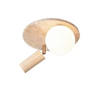 Spots LED Ronds Modernes à Angle réglable en Bois avec Abat-Jour en Verre Opale et plafonniers encastrés en travertin Jaune pour la décoration Murale des entrées de Salon.