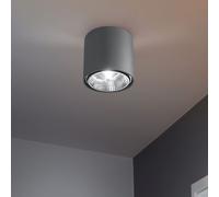 Spots Plafonnier apparent GU10 Plafonnier scandinave gris, salon Cage d'escalier Entrée, 1x GU10 douille, DxH 12x11 cm