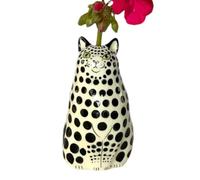 Spotted Cat Shape Flower Vase Adorable Cute Tiny Animal Home Decorations