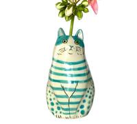 Spotted Cat Shape Flower Vase Special Tiny Animal Shaped Decor