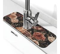 Spotted Deer are Among The Flowers Tapis de robinet anti-éclaboussures pour robinet de cuisine, poignée de robinet attrape-gouttes pour salle de bain (38,1 x 14 cm)