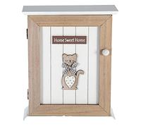 SPOTTED DOG GIFT COMPANY Boite a Clef en Bois, Armoires à Clés Murale avec 6 Crochets, Mignon Chat Thème Maison Cuisine Décorative, Idées Cadeau pour Amoureux des Chats, Brun 21 x 25cm