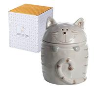 SPOTTED DOG GIFT COMPANY Boîte de Rangement Cuisine, Céramique Bocal de Conservation Alimentaires pour Café Thé Sucre ou Friandises, Cadeau pour les Amoureux des Chats, Gris 500ml