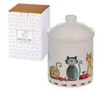 SPOTTED DOG GIFT COMPANY Boîte de Rangement Cuisine, Céramique Bocal de Conservation pour Alimentaires Café Thé Sucre ou Chat Friandises, Cadeau pour les Amoureux des Chats 1000ml