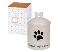 SPOTTED DOG GIFT COMPANY Céramique Bocal de Conservation Alimentaires pour Animaux, Récipient Stockage pour Chien Friandises et Croquettes, Cadeau pour les Amoureux des Chiens 1000ml