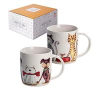 SPOTTED DOG GIFT COMPANY Lot de 2 Tasse Chat et Chien en Céramique, Ensemble de Mug Original pour le Thé Café avec Coffret, Mignon Mugs Tasses, Cadeaux pour les Amoureux des Animaux 350ml