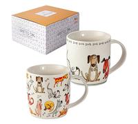 SPOTTED DOG GIFT COMPANY Lot de 2 Tasse Chien en Céramique, Ensemble de Mug Original pour Le Café Thé avec Coffret, Mignon Mugs Tasses Animaux, Cadeaux pour Les Amoureux des Chiens 350ml