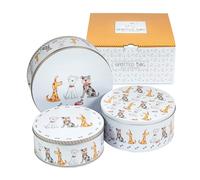 SPOTTED DOG GIFT COMPANY Lot de 3 Boîtes à Biscuits en Métal Rondes, Boîte de Rangement pour Gâteaux et Pâtisseries, Hermétiques et Empilabiles, Petit 20x9cm, Moyen 22x10cm, Grand 25x11cm - Chiens