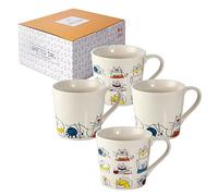 SPOTTED DOG GIFT COMPANY Lot de 4 Tasse Chat en Céramique, Mug Chat Drôle, Tasse à Café Thé 380ml - Idée Cadeau Femme Original Anniversaire - Cadeau Amoureux des Chats