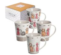 SPOTTED DOG GIFT COMPANY Lot de 4 Tasse Chat en Ceramique, Mug Chat, Tasse a Cafe The 360ml - Cadeau Amoureux des Chats, Idée Cadeau Femme Original Anniversaire & Noël