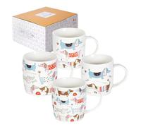 SPOTTED DOG GIFT COMPANY Lot de 4 Tasse Chien en Céramique, Ensemble de Mug Original pour le Café Thé avec Coffret, Mignon Mugs Tasses Animaux, Cadeau pour Amoureux des Teckel Chiens 350ml