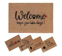 SPOTTED DOG GIFT COMPANY Paillasson Exterieur Entree, Tapis Entree Interieur Absorbant et Antidérapant, Paillassons pour Entrée, Tapis Coco, Paillasson Coco Original 60 x 40cm, Chien Welcome