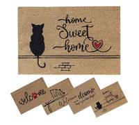 SPOTTED DOG GIFT COMPANY Paillasson Exterieur Entree, Tapis Entree Interieur Absorbant et Antidérapant,Paillassons pour Entrée, Tapis Coco, Paillasson Coco Original 60 x 40cm, Chat Home Sweet Home