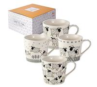 SPOTTED DOG GIFT COMPANY Tasse a Café Lot de 4 en Céramique au Motifs de Mouton, Ensemble de Mug Original pour le Thé avec Coffret, Mignon Tasses Mugs, Cadeau pour Amoureux des Moutons 380ml