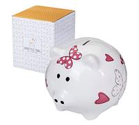SPOTTED DOG GIFT COMPANY Tirelire Enfant, Céramique Tirelire Originale pour Filles Garçons et Adulte, Mignon Animaux Themé Maison Chambre Décoration, Cadeau pour Les Amoureux du Cochon, Cœur