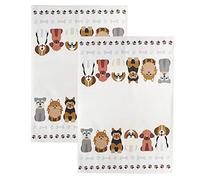 SPOTTED DOG GIFT COMPANY Torchon Cuisine Lot de 2, Torchons à Vaisselle au Mignon Chien Imprimé, 100% Qualité Coton Absorbant, Idée Cadeaux pour Les Amoureux des Chiens 50 x 70cm
