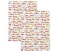 SPOTTED DOG GIFT COMPANY Torchon Cuisine Lot de 2, Torchons à Vaisselle au Mignon Teckel Chien Imprimé, 100% Qualité Coton Absorbant, Idée Cadeau pour Les Amoureux des Chiens 50 x 70cm