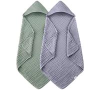 Spotted Play Serviettes à capuche pour bébé Serviette Bain Bébé 100 % mousseline de coton pour nouveau-nés, tout-petits et enfants, surdimensionnées 81,3 x 81,3 cm, très absorbantes et 2 pièces