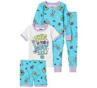 Spotted Zebra - Lot de 4 pyjamas en coton à coupe ajustée pour fille, motif Star Wars Mandalorian Friends, taille XXL