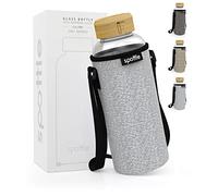 spottle Gourde en Verre avec Housse en Néoprène, Bouchon en Bambou à Vis, Col Large, Adaptée à Toutes les Boissons, Lavable au Lave-Vaisselle, 1,5L